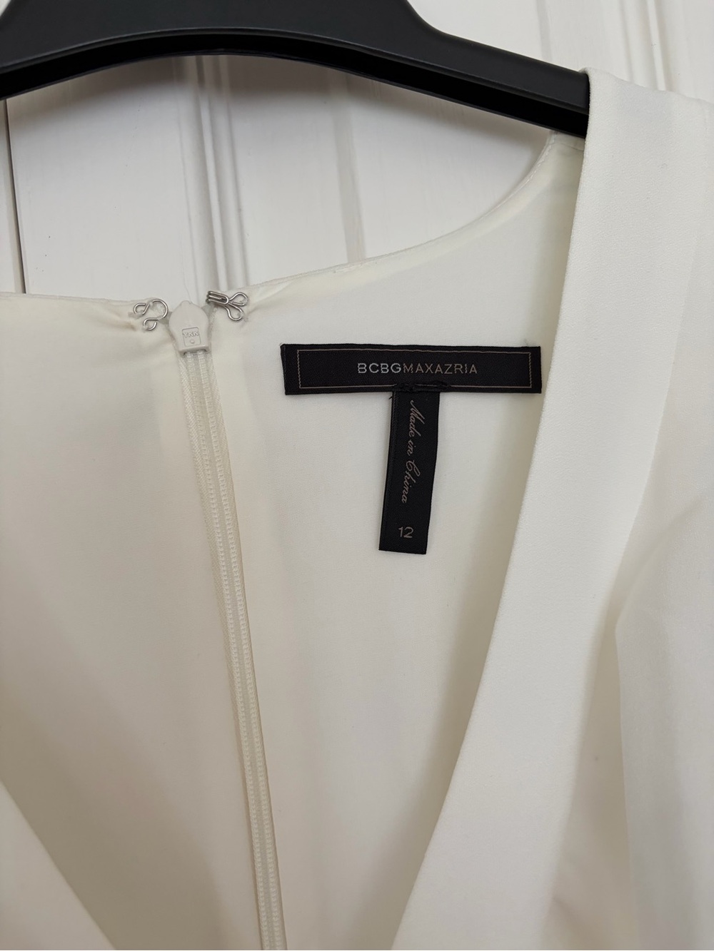 BCBGMaxAzria White Ruffle V-Neck Mini Dress - Picture 2 of 4
